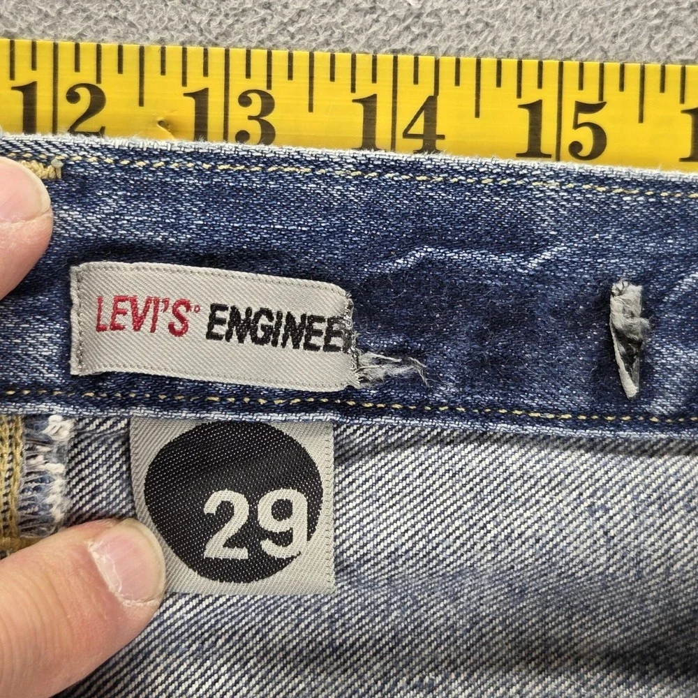 Vintage Levis Engineered Jeans Mens Blue Twisted Zip Fly Thrashed Fits 29x30